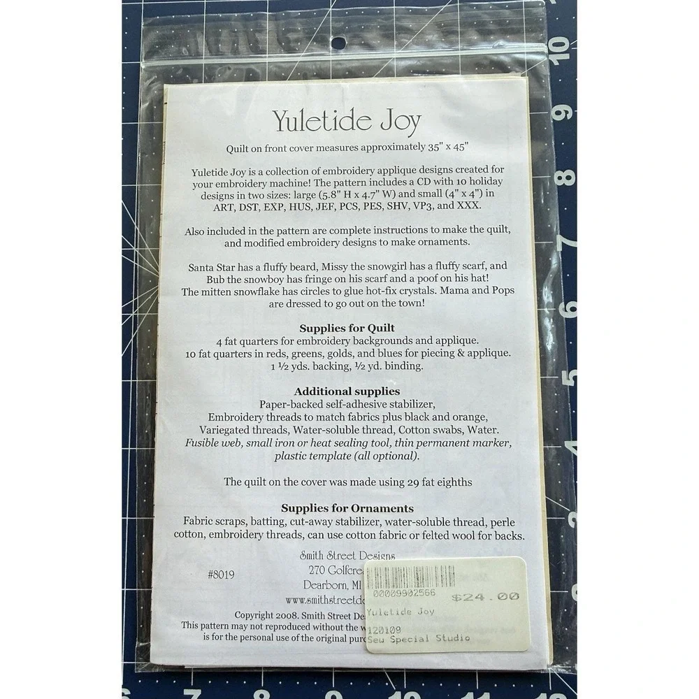 Yuletide Joy Smith Street Designs Machine Embroidery Pattern w/ CD Christmas‎